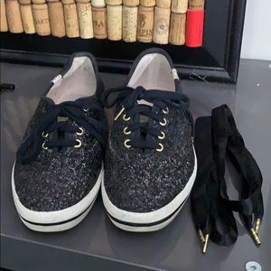 Kate Spade x Keds Black Sparkle Sneakers